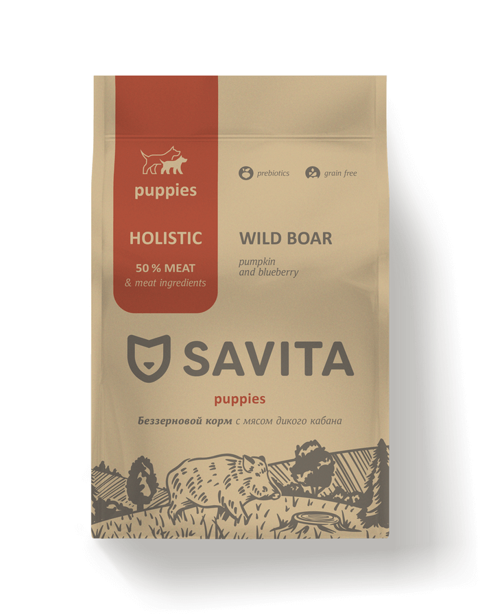  Savita корм для щенков, с мясом дикого кабана