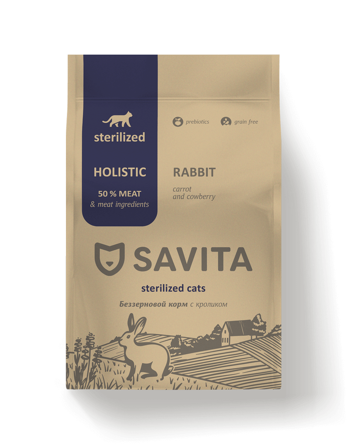  Savita корм для стерилизованных кошек, кролик