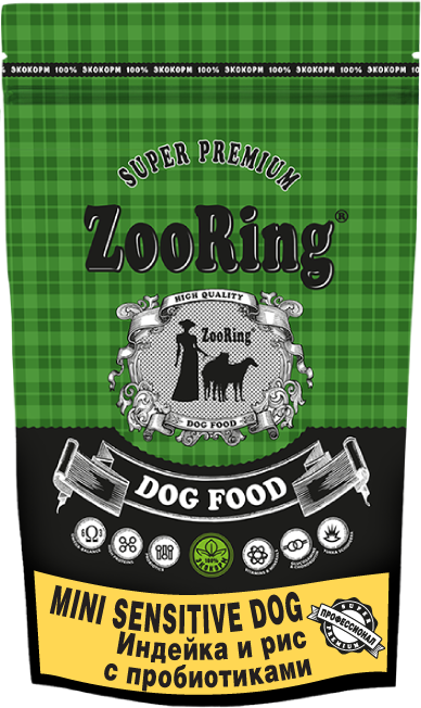  ZooRing Mini Sensitive Adult Dog, индейка с рис