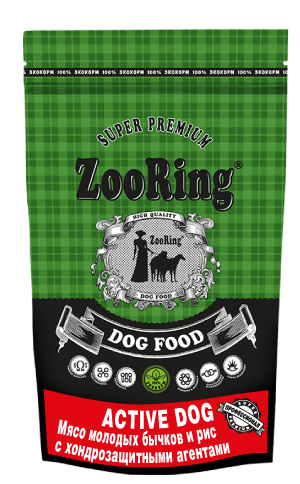  ZooRing Active Dog, для собак, мясо молодых бычков