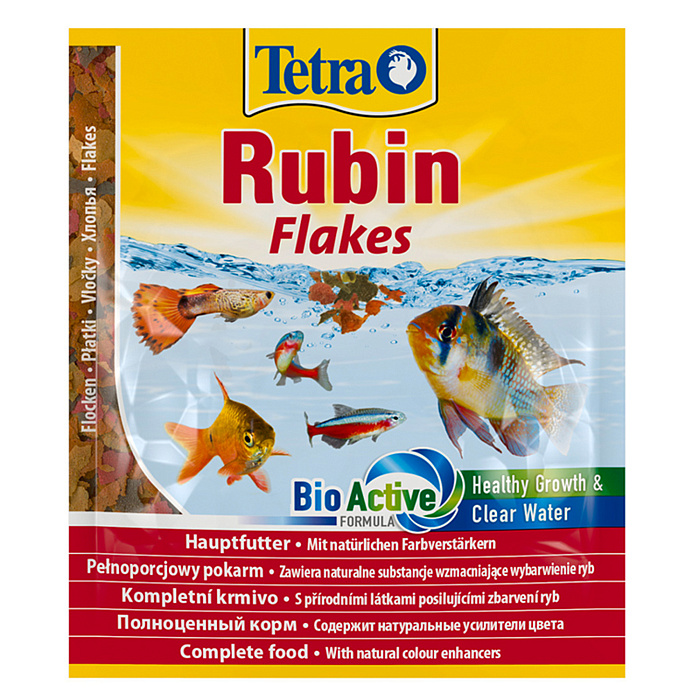Заказать онлайн Tetra Rubin корм в хлопьях для улучшения окраса всех видов рыб в интернет-магазине зоотоваров «Миллион друзей» с доставкой по всему Дальнему Востоку и России недорого.